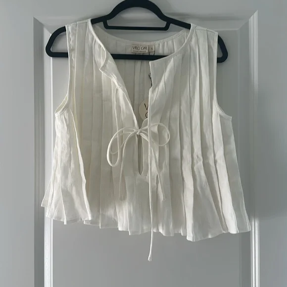 NWT VRG GRL Valeria Linen Top White - Picture 5 of 7